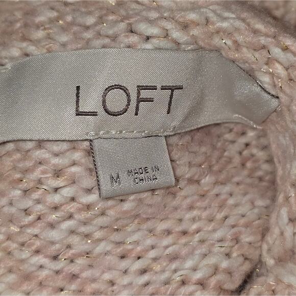 LOFT Cozy Beige Orange Varigated Turtleneck Sweater Cape Size Medium - Picture 7 of 9
